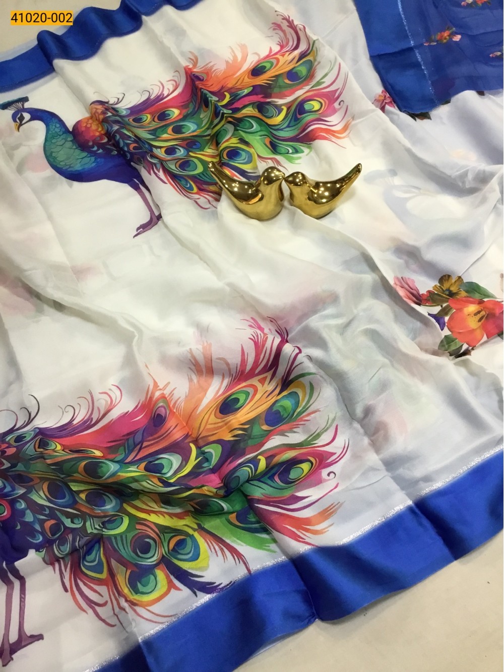 White Moss Chiffon Saree