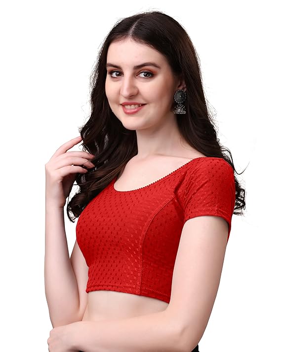 Beautiful Traditional Lycra Fabric Streachable Readymade Blouse with half Sleeves