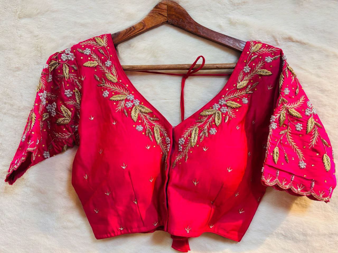 Roman Silk Fabric  Hand Work Full Zardosi work