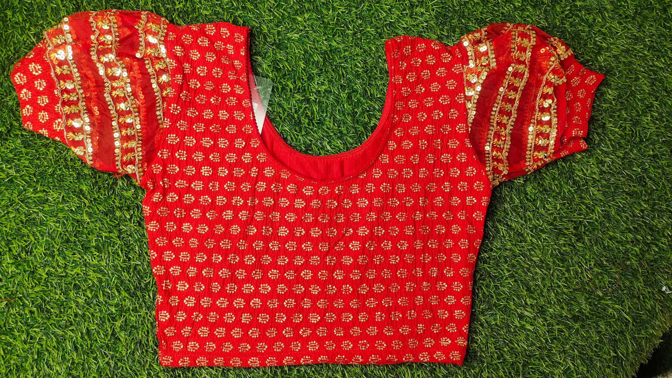 Beautiful Traditional Lycra Fabric Streachable Readymade Blouse with half Sleeves