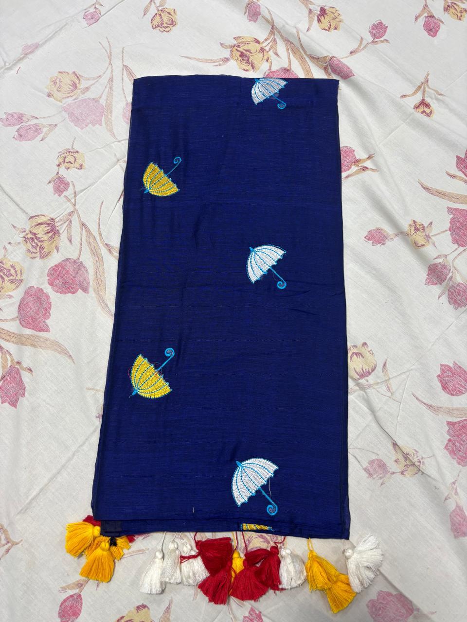 Mull Cotton umbrella embroidery Saree