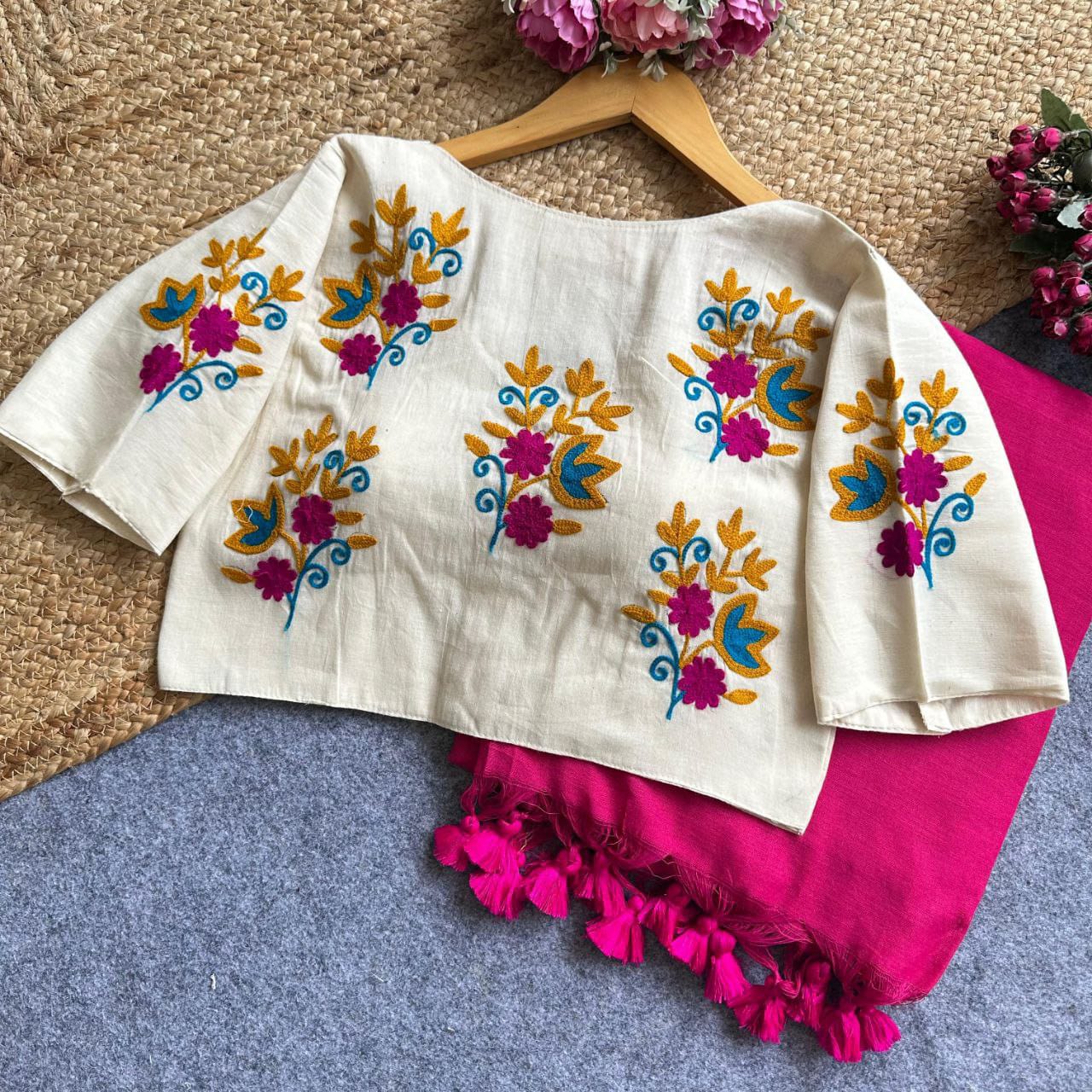 Khadi cotton saree And Beautiful Havy Khadi Cotton  Blouse