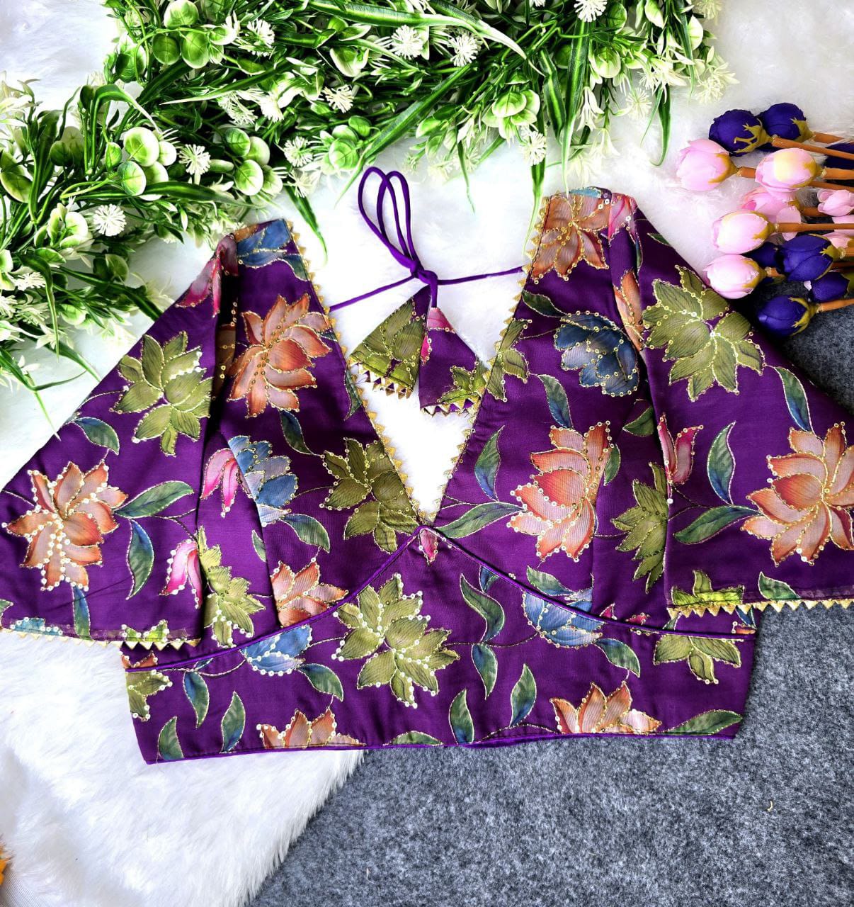 ORGANJA POJISAN PRINT EMB. BLOUSE