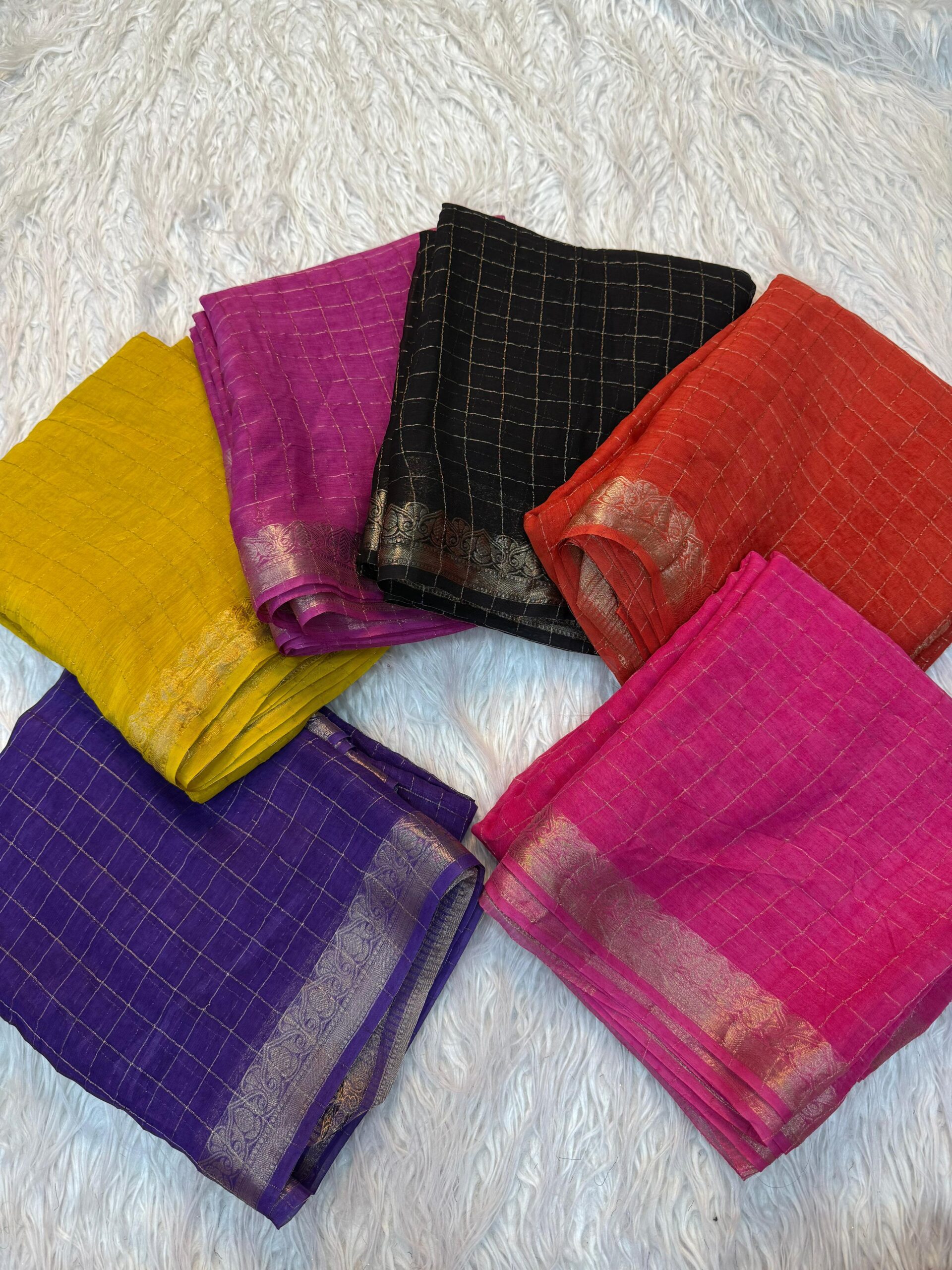Pure viscose Chex Georgette saree