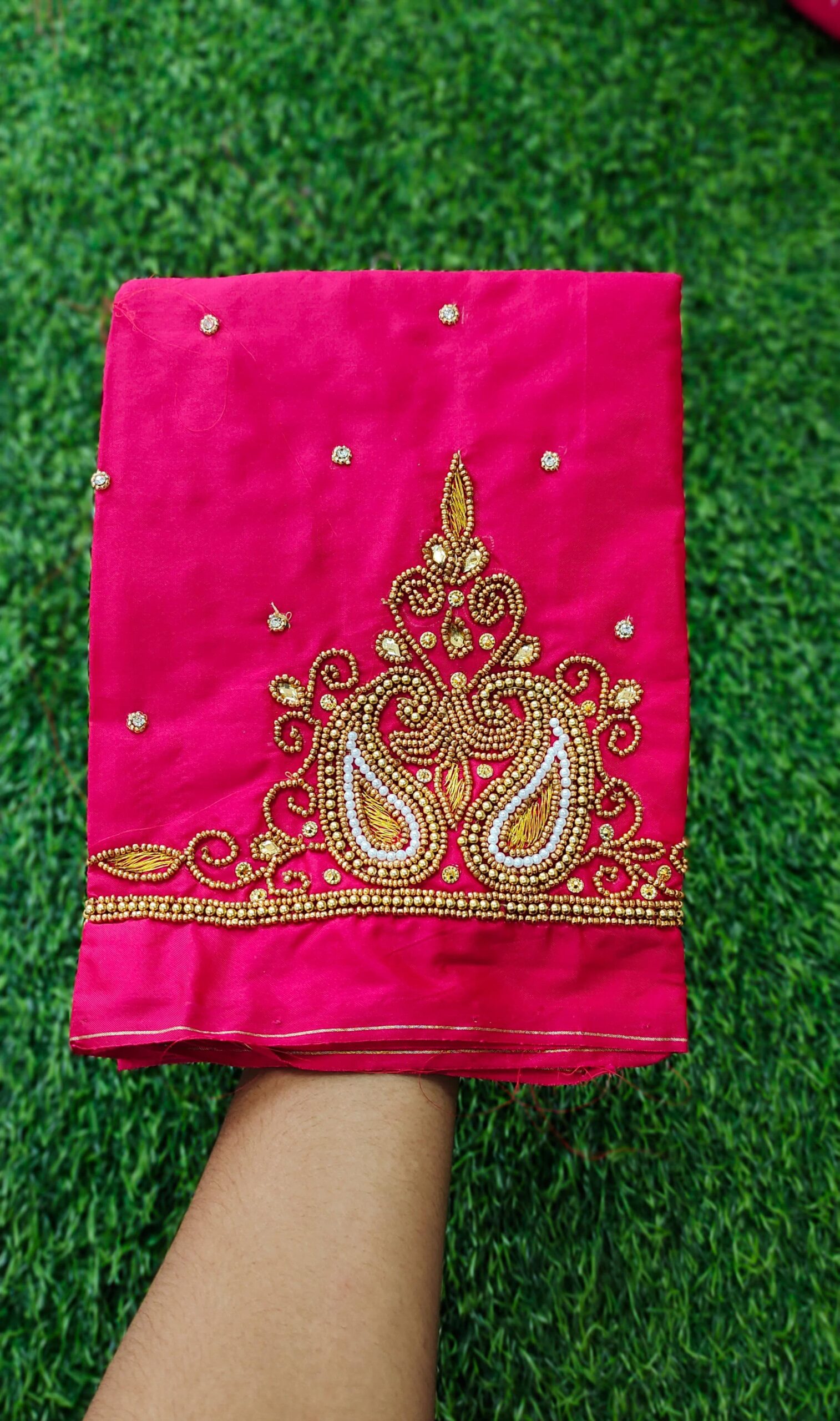 Stone Design Maggam Work Blouse Piece