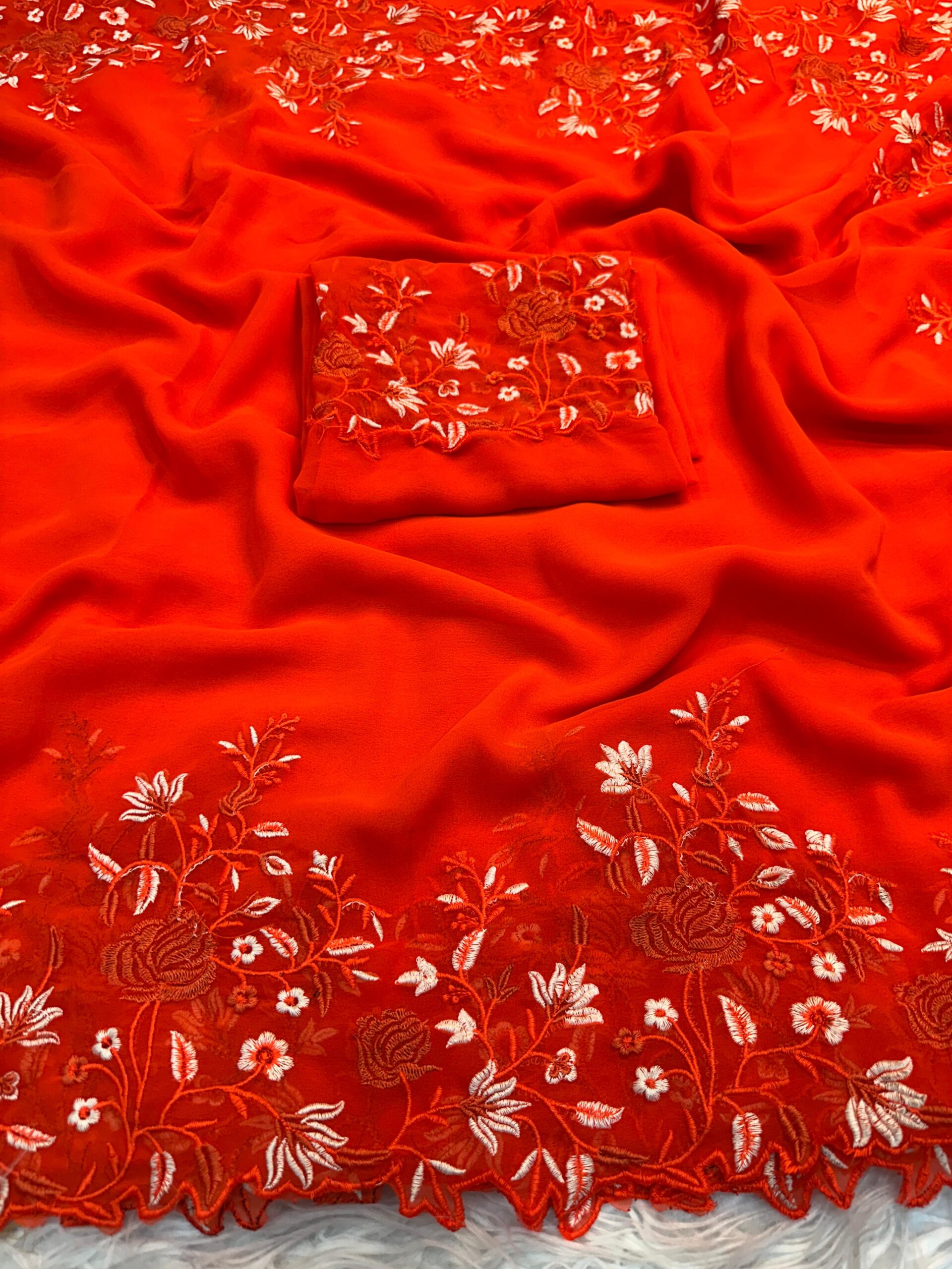 Pure georgette saree Embroidered Running Blouse