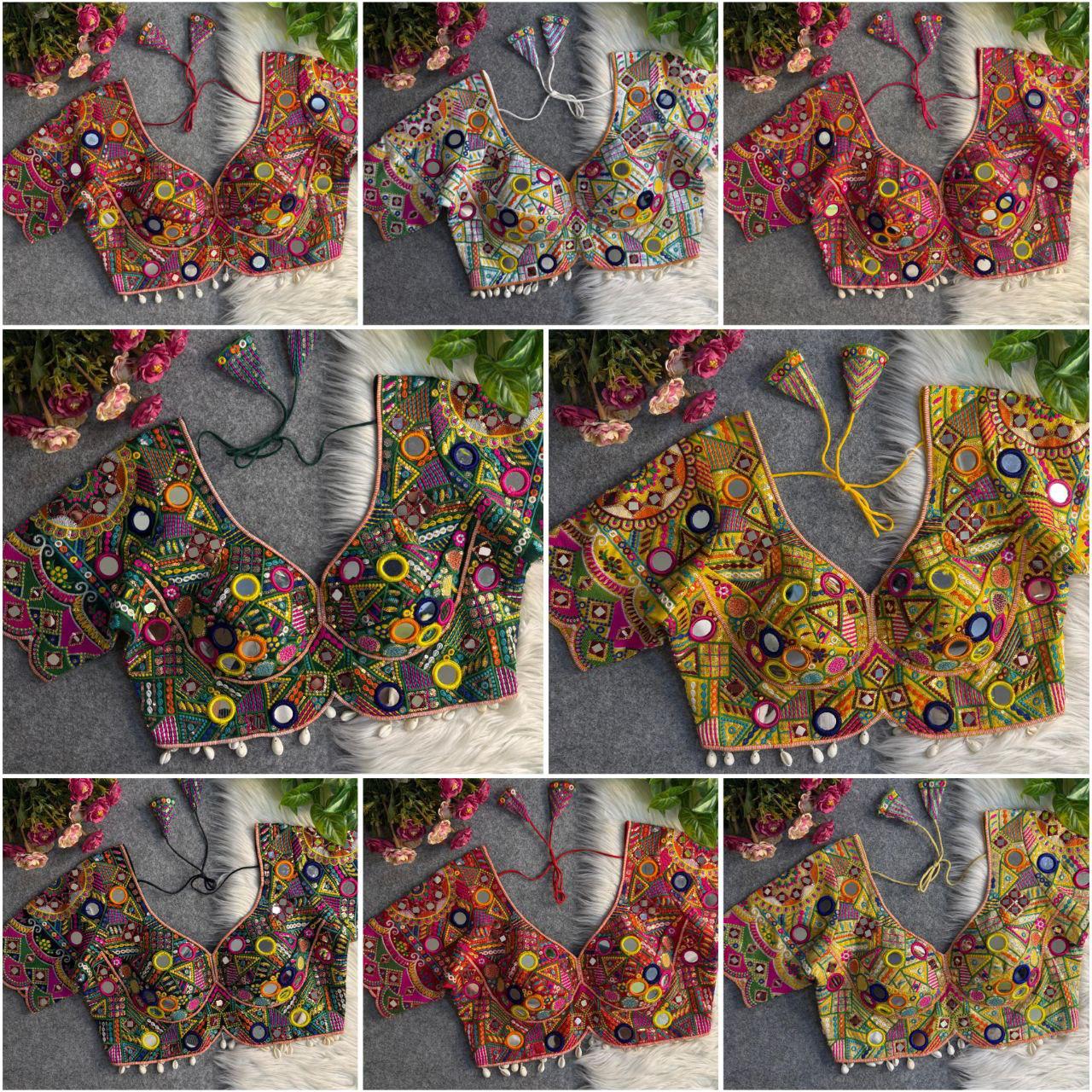 NEW LAUNCHED NAVRATRI SPL. REAL MULTI MIRROR WORK APPLE CUT STYLISH BLOUSE