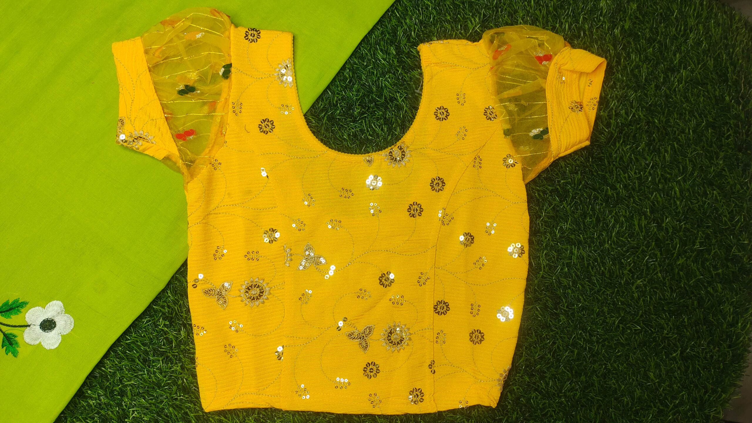 Traditional Lycra Fabric Streachable Readymade Blouse with half Sleeves