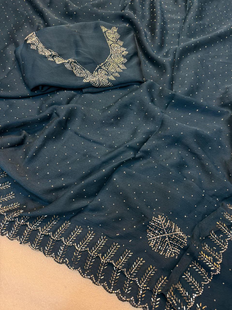 soft chinon silk with jarkhan work