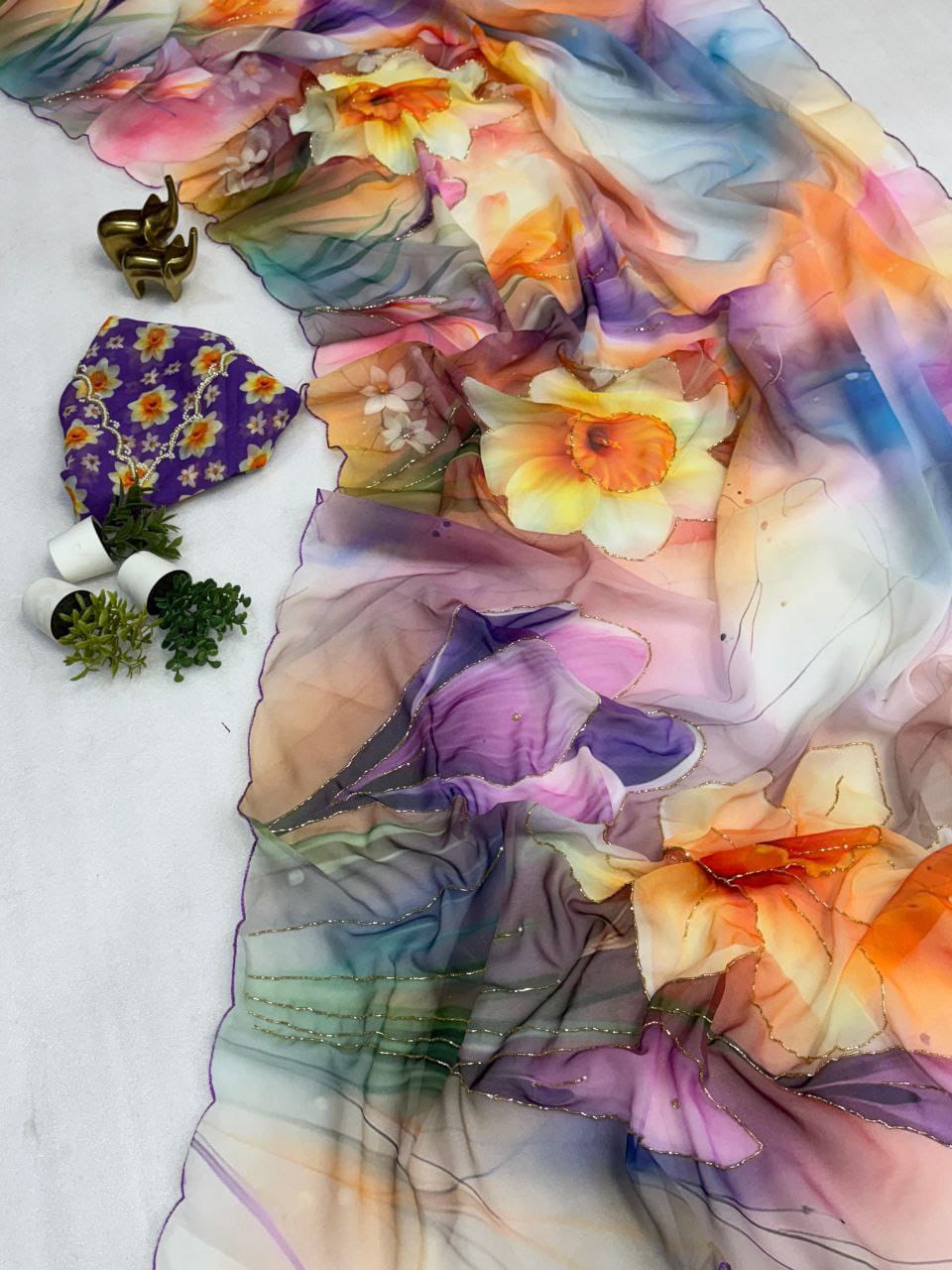 floral digital print saree