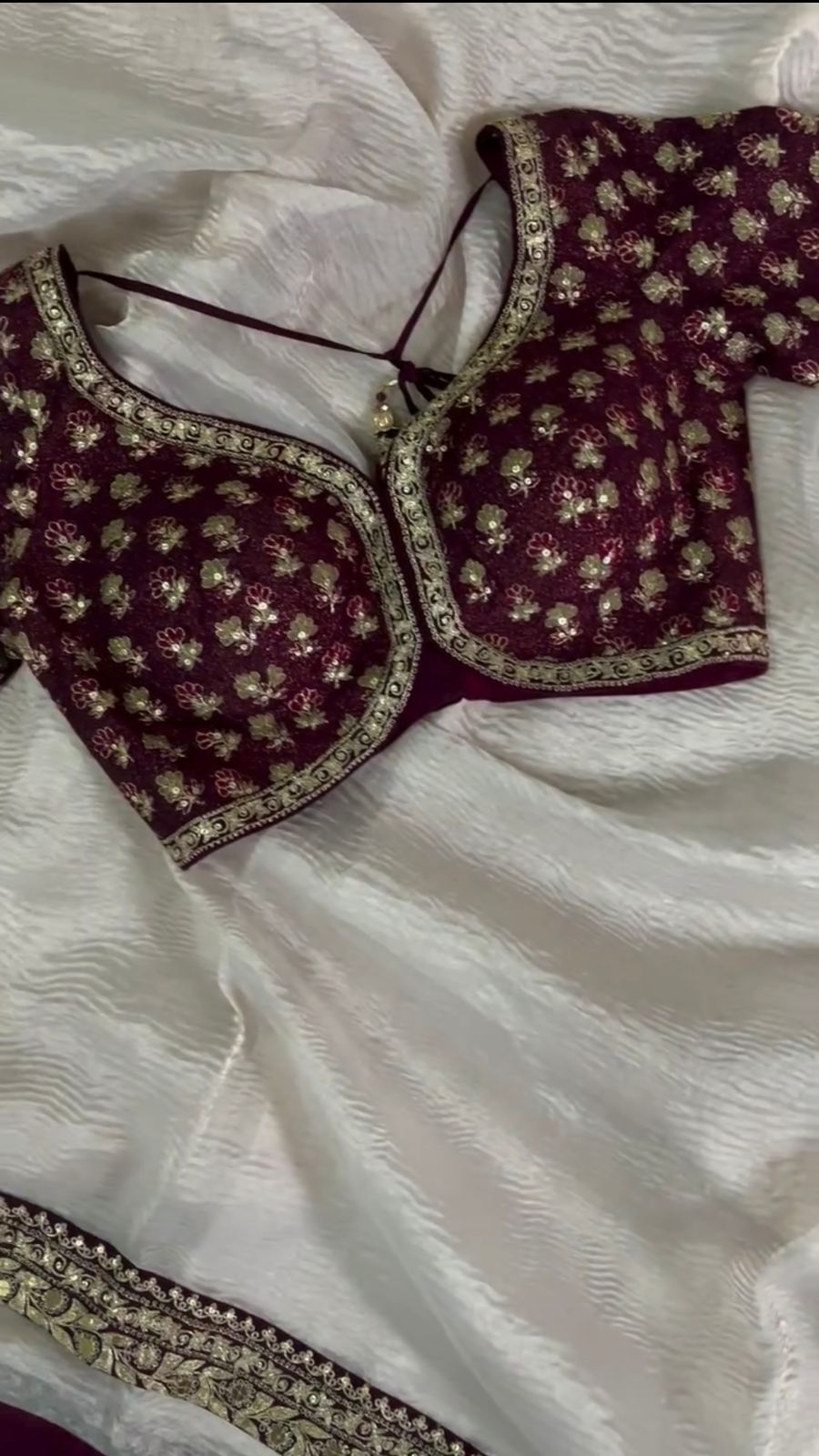 Beautiful Designer Saree on Crunchy Silk Febric with Thred & Sequnce work and Blouse