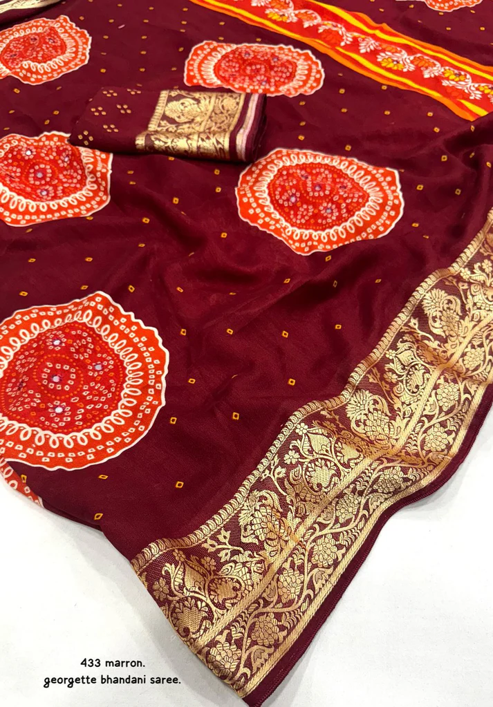 Soft Cotton Crepe Bandhani Print Saree