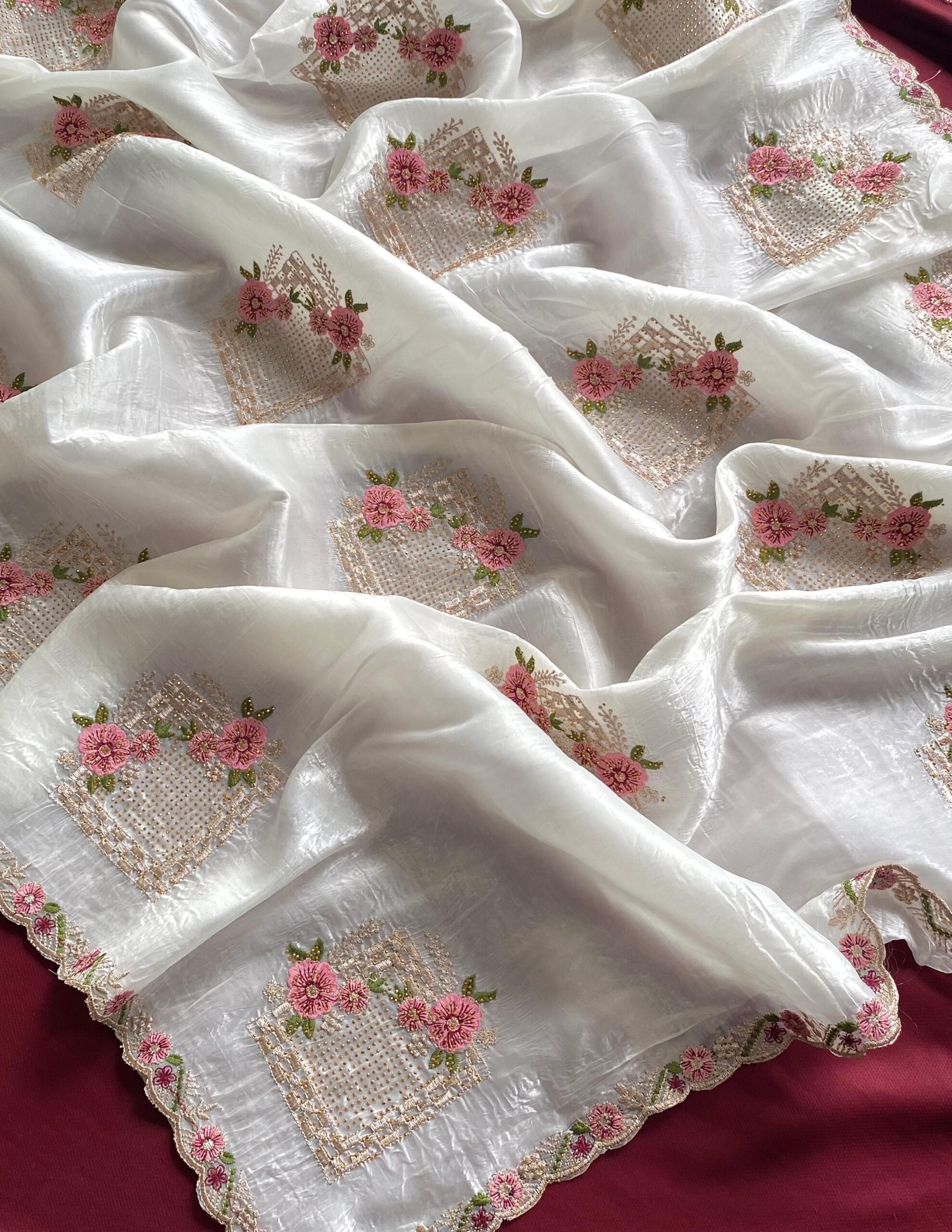 Pure paper silk crush saree