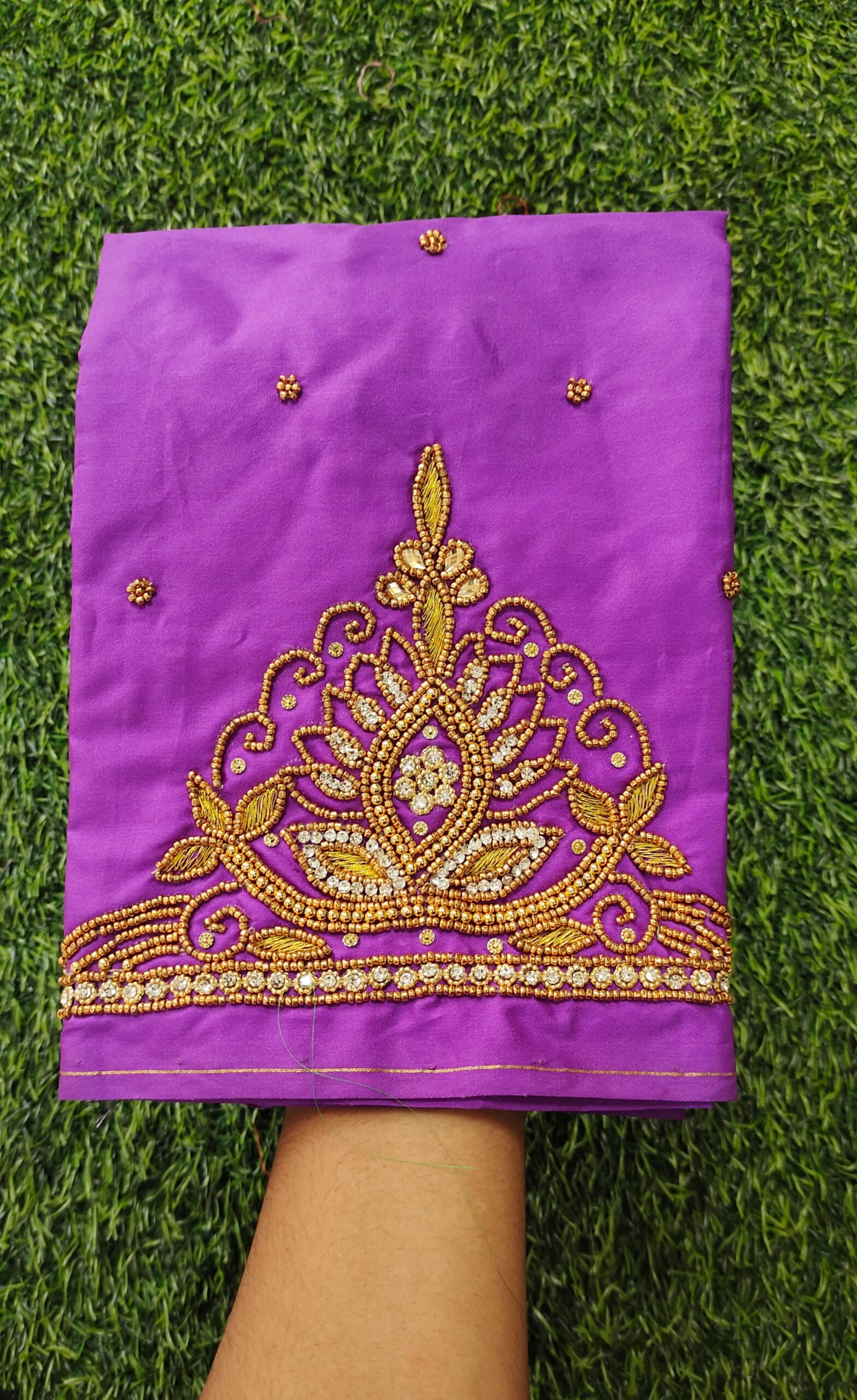 Beads and Stones Designs Maggam Work Blouse Piece
