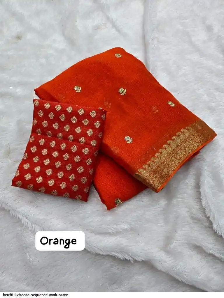 BEUTIFUL VISCOSE SEQUENCE WORK SAREE
