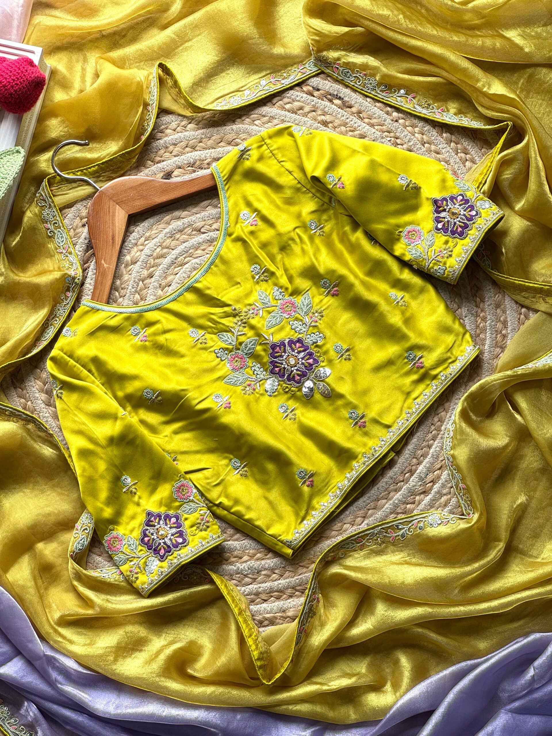 Premium space silk saree with coding work & multi colour sequence on all over the saree