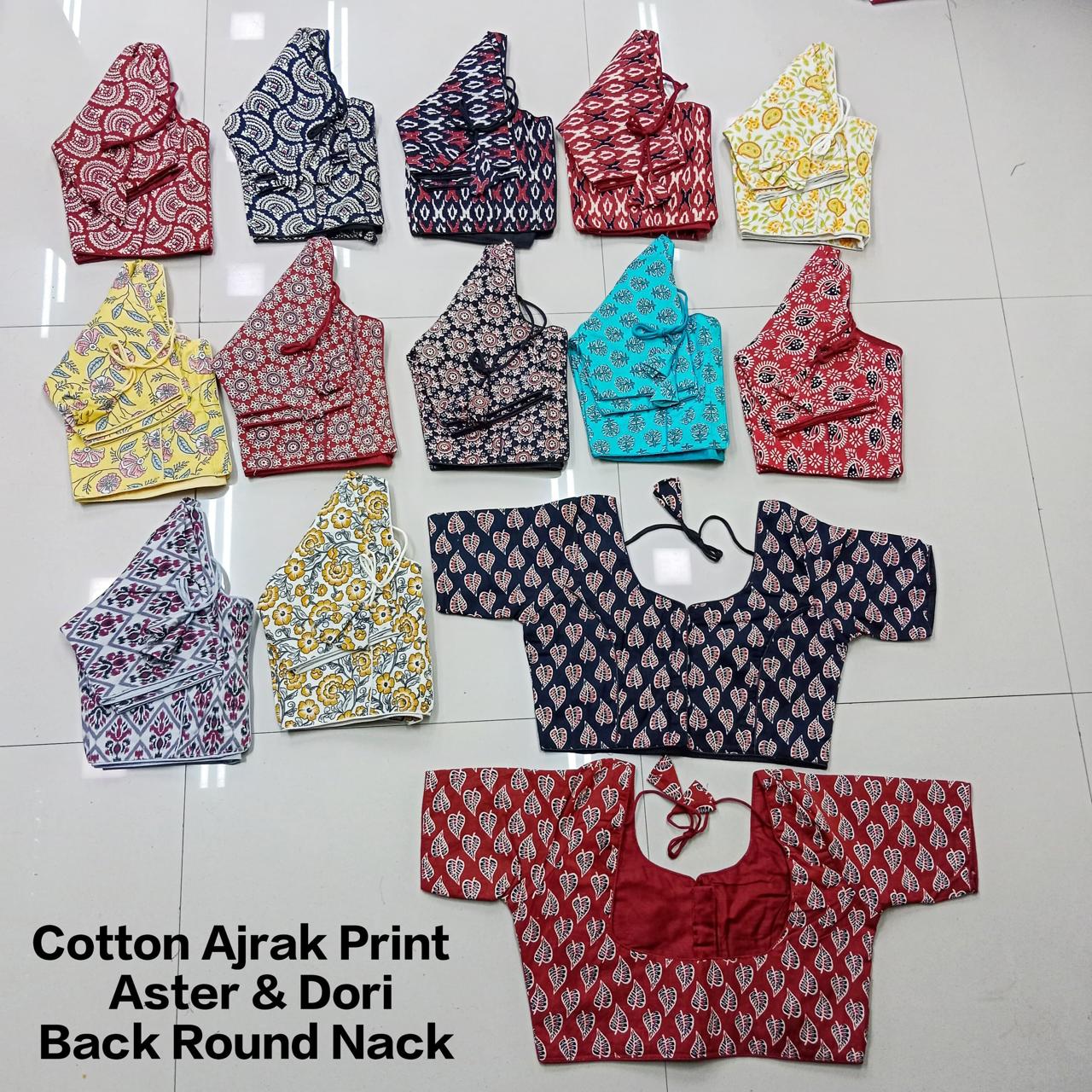 PURE COTTON AJRAKH PRINT NON PADDED FRONT HOOK OPEN BLOUSE