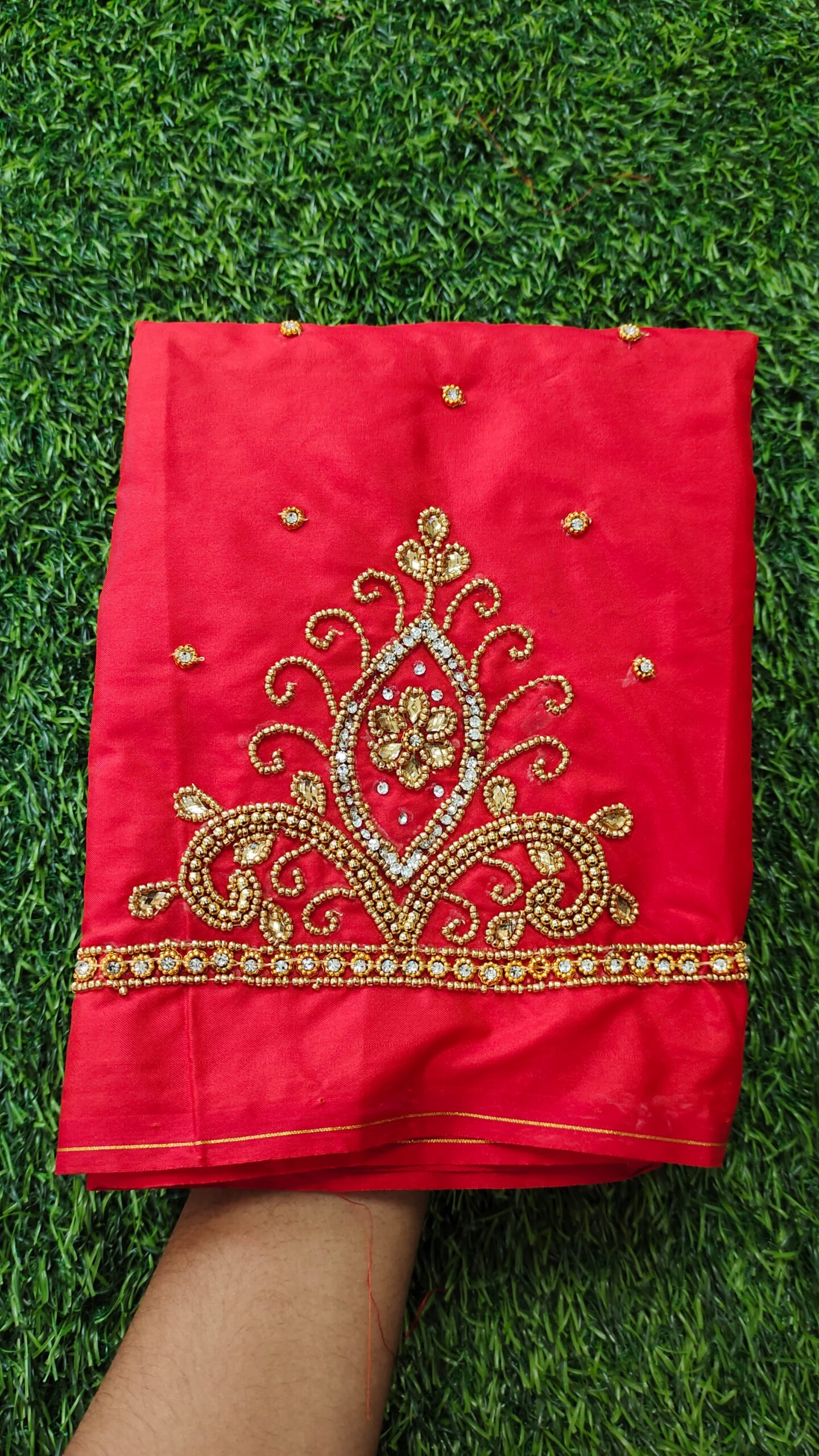 Stone Design Maggam Work Blouse Piece