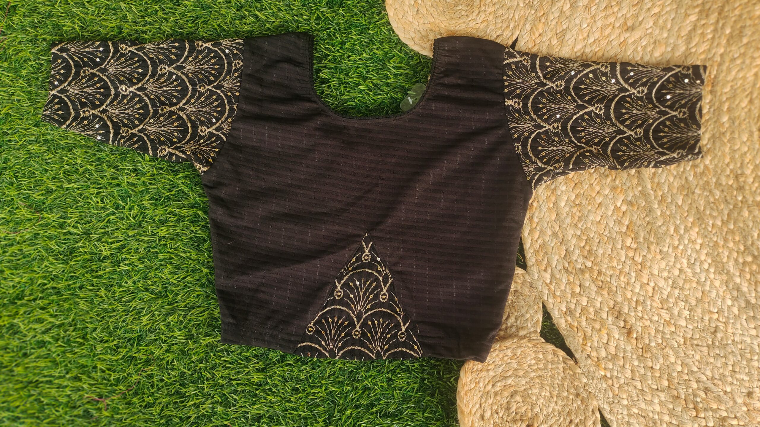 Lycra Stretchable Blouse with Siroski Work on Back n Sleeves