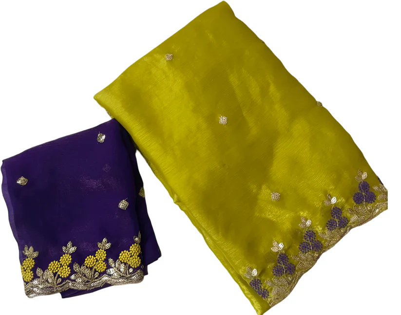 Pure Fendy Satin Embroidered Saree with Blouse