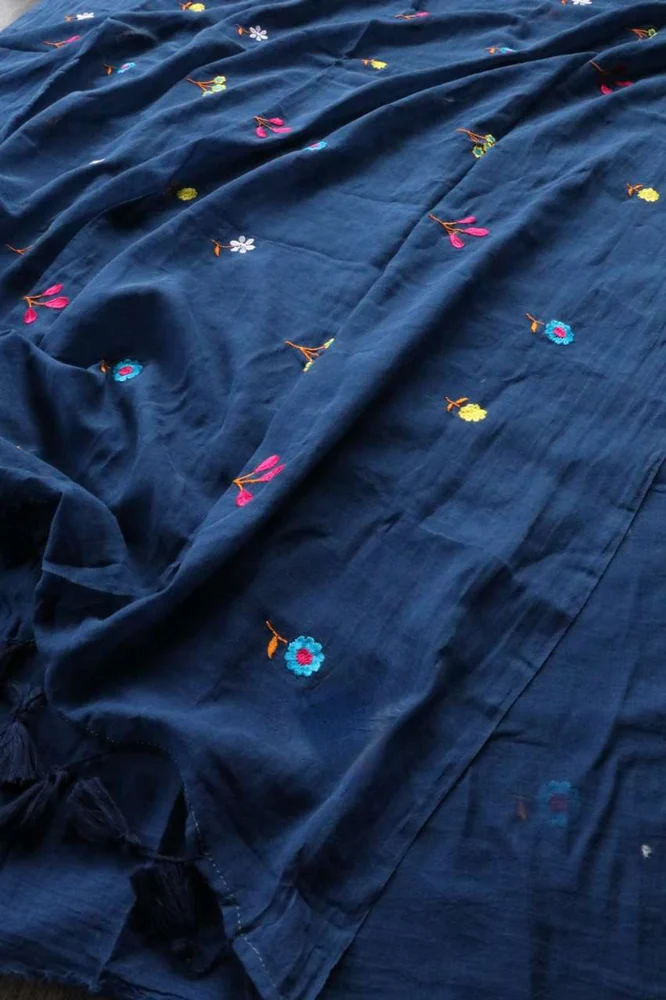 Mul Cotton Embroidery Work Sarees