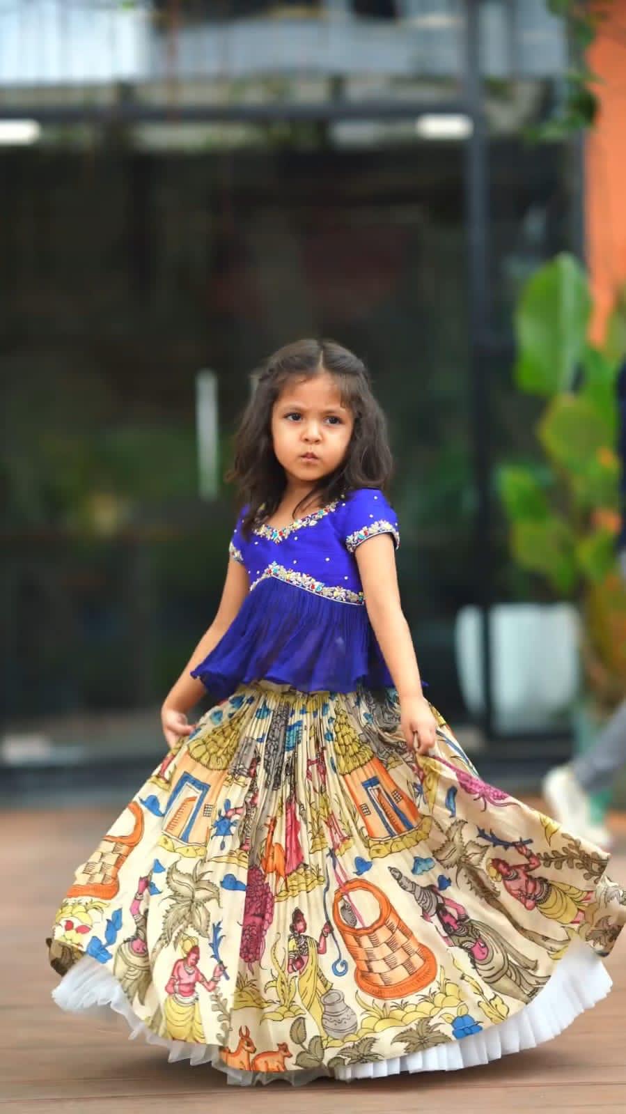 Trending Kalma Kari Printed & Embroidered Work Stitched Lahenga