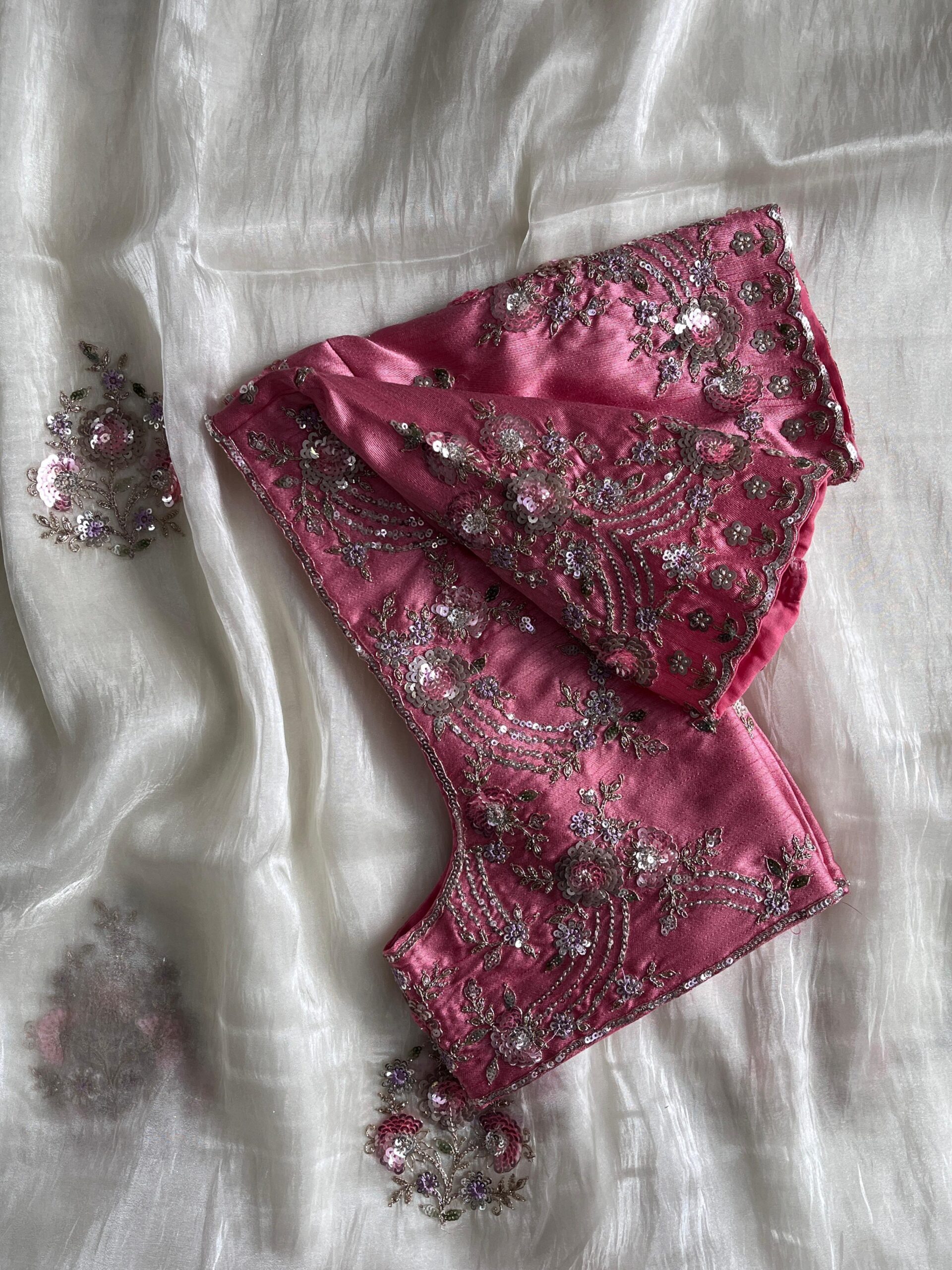 Pure Gold Crush Tissue saree with sequence Butta’s on all over the saree