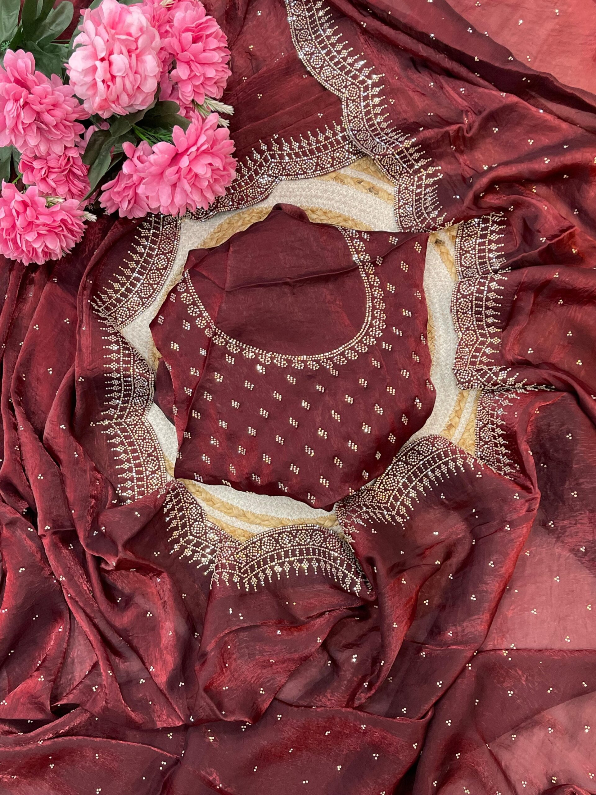 Pure soft fendy sartin silk saree
