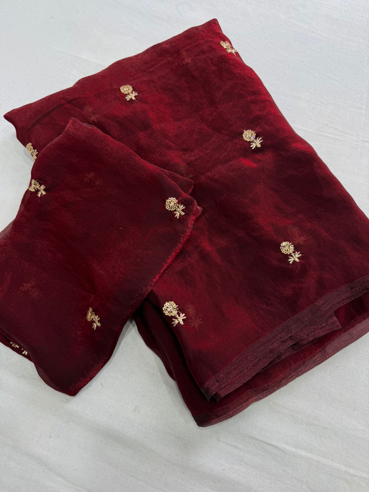 Fendy Sattin Dual Shad Multi Sequence Emrodairy Full Worked Saree