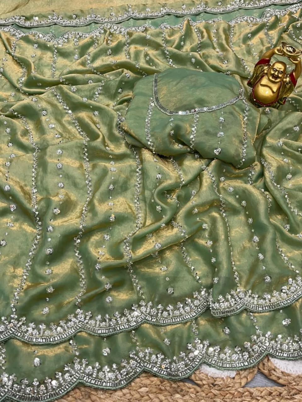 luxurious and glamorous trending hand work saree