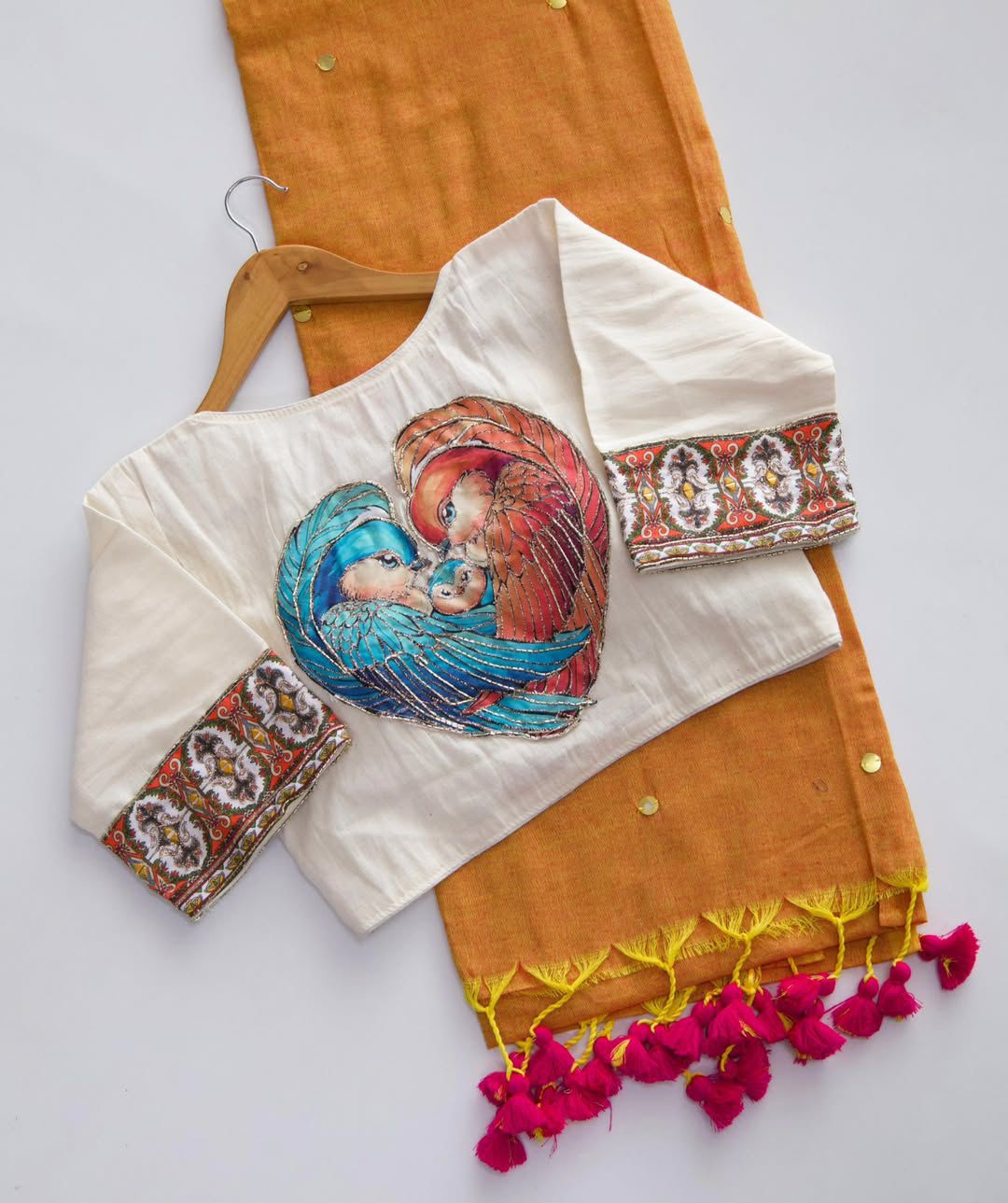 Khadi Cotton Saree with Hand Stich Gini And Beautiful Heavy Khadi Cotton Blouse-3