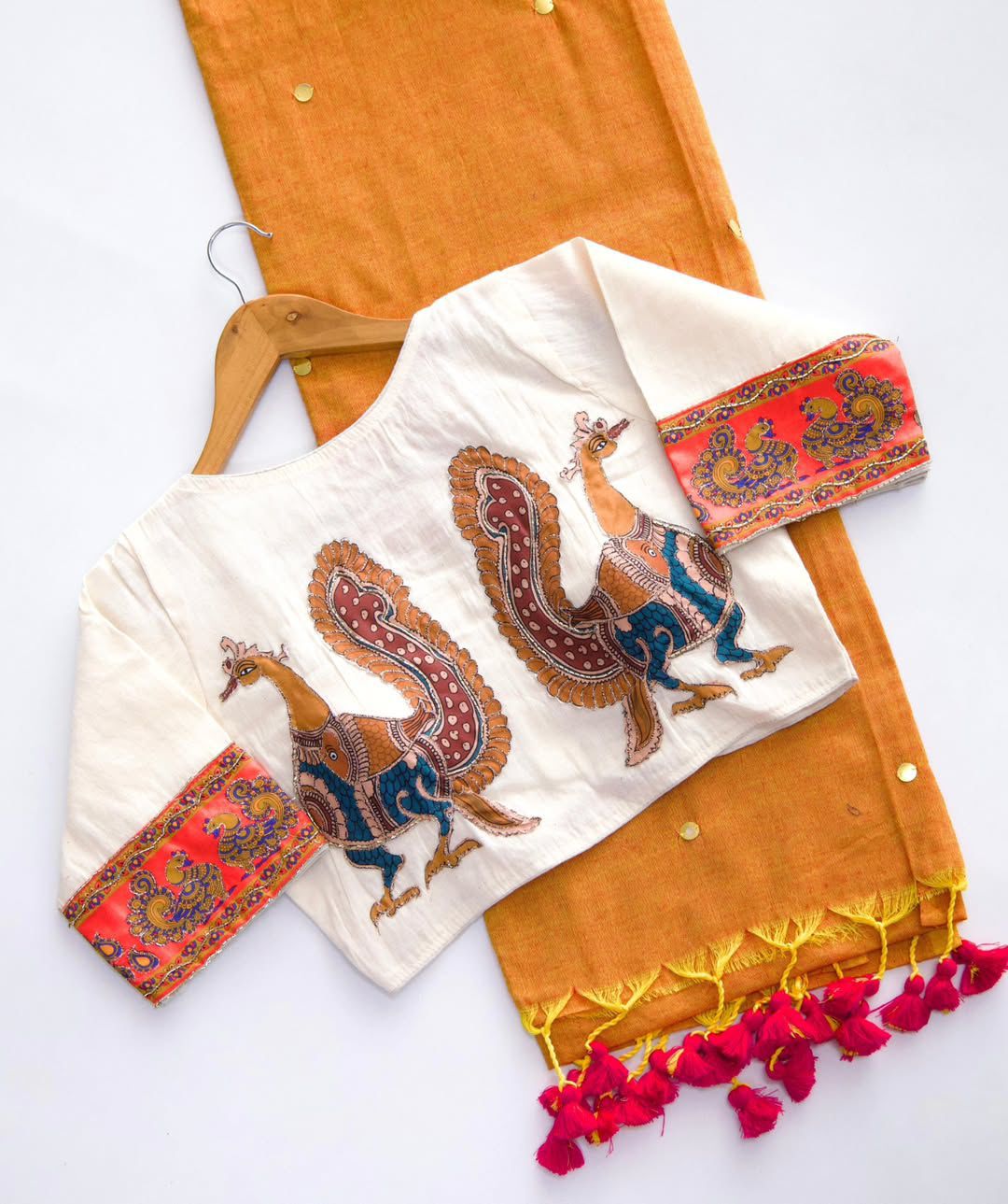 Khadi Cotton Saree with Hand Stich Gini And Beautiful Heavy Khadi Cotton Blouse-4