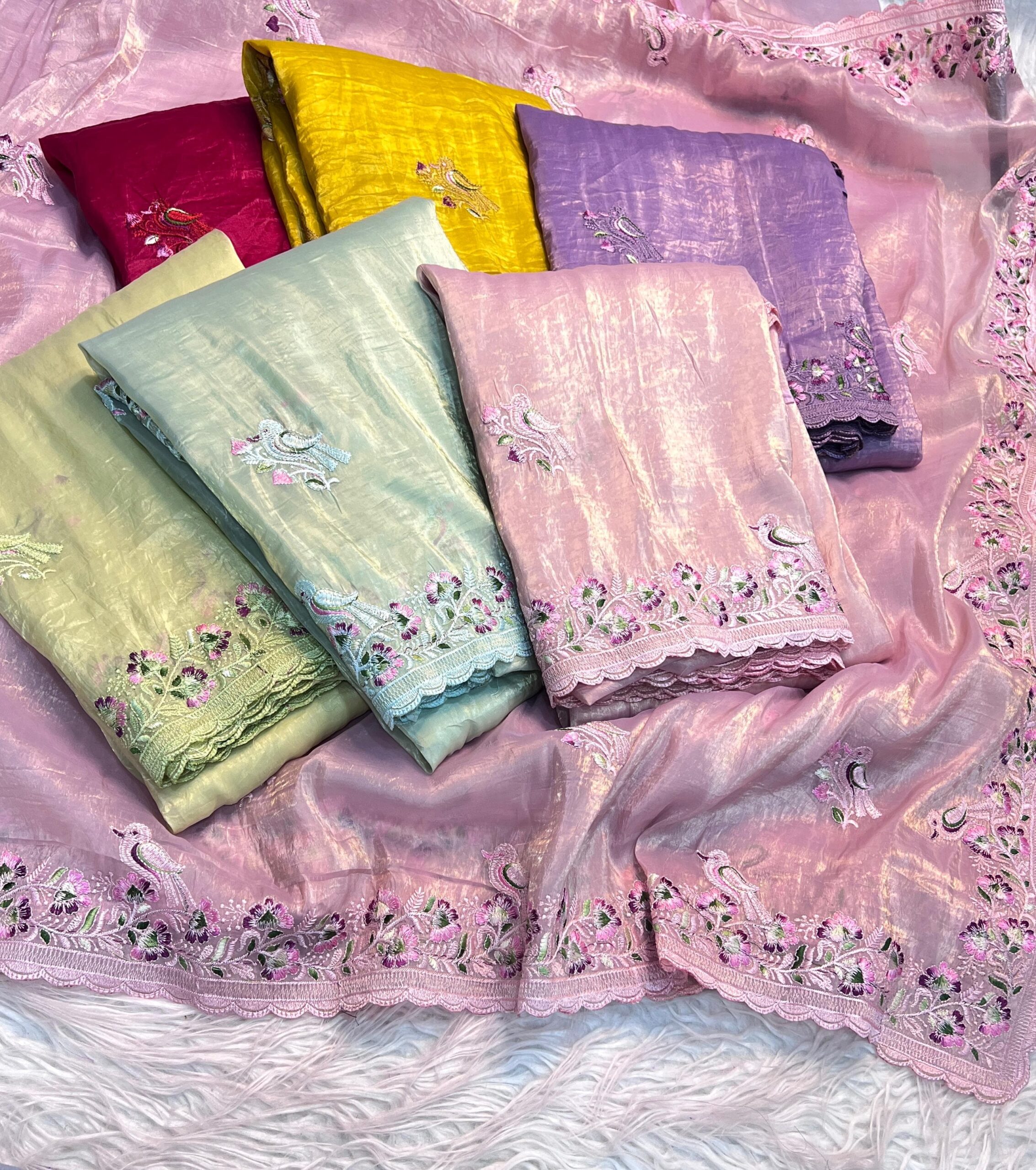 Soft Gold Crush Fabric Saree