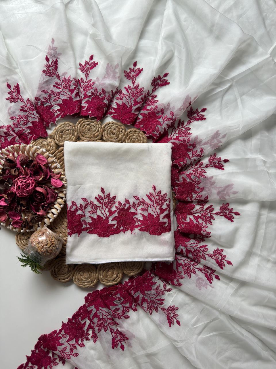 SOFT TEBBY SILK WITH MULTY THREAD WORK SAREE
