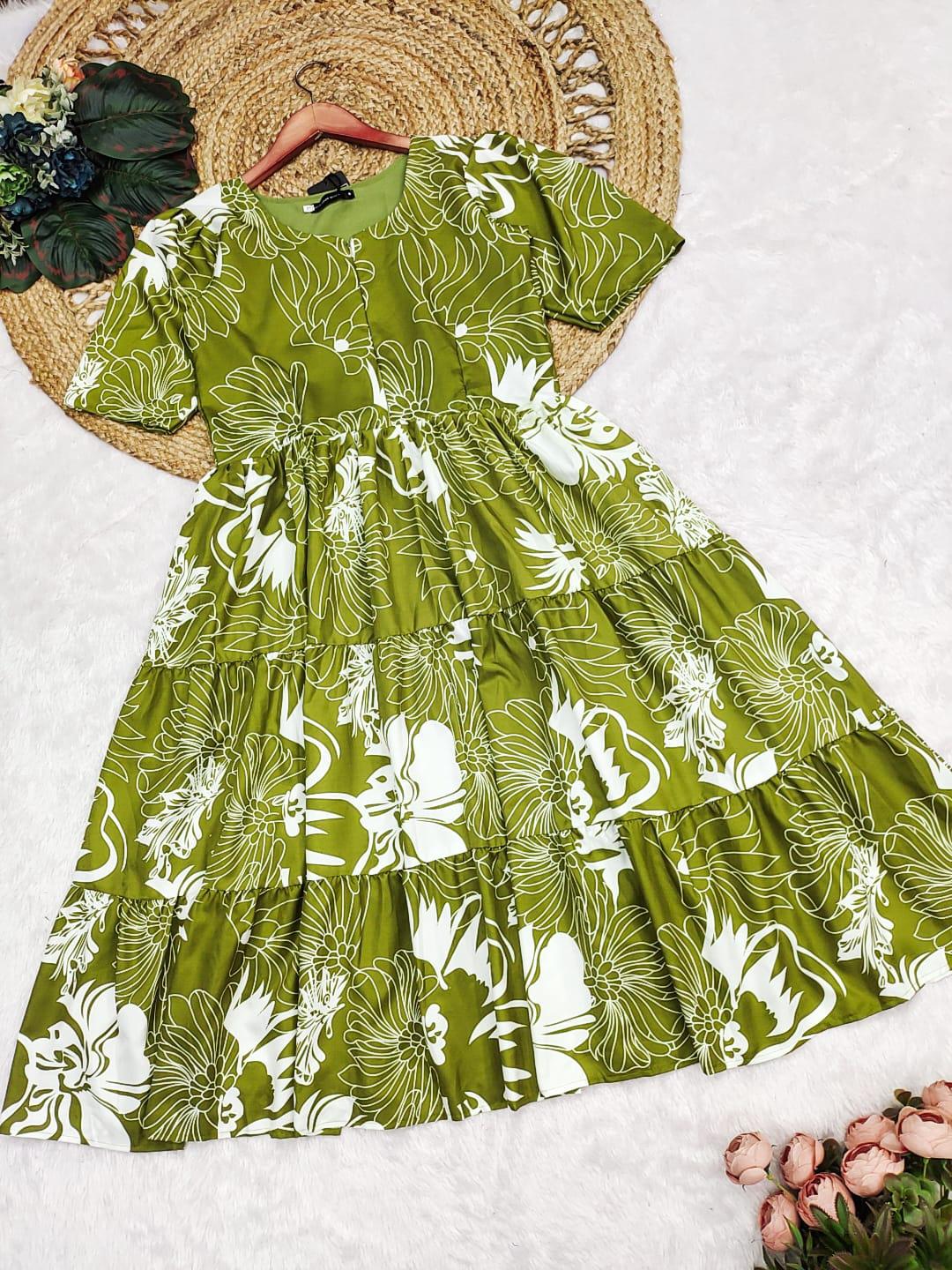Pastel Olive Floral Dress