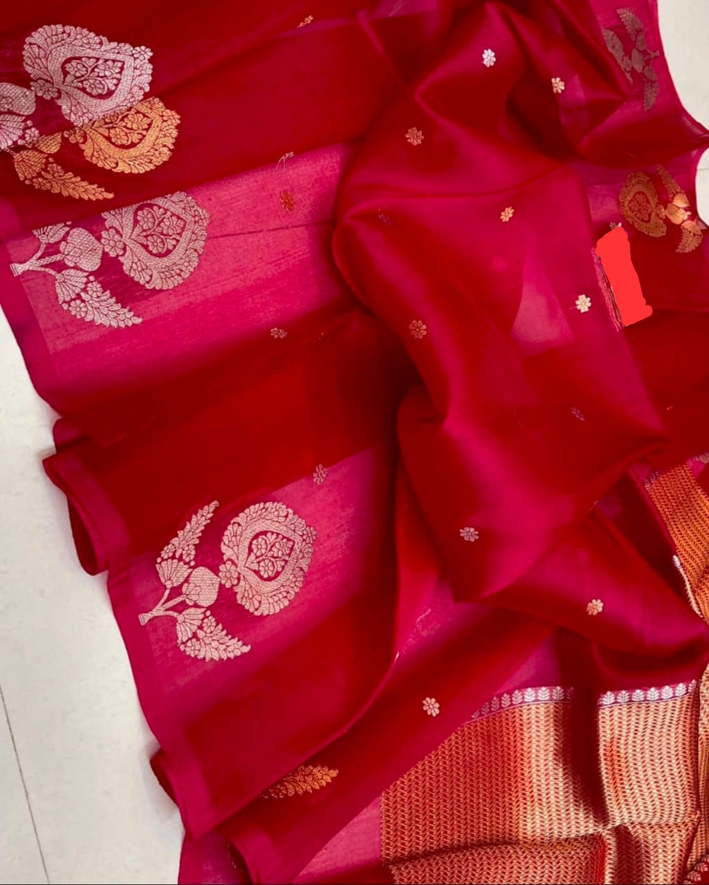 Banarasi kora organza silk sona rupa weave soft dayble saree