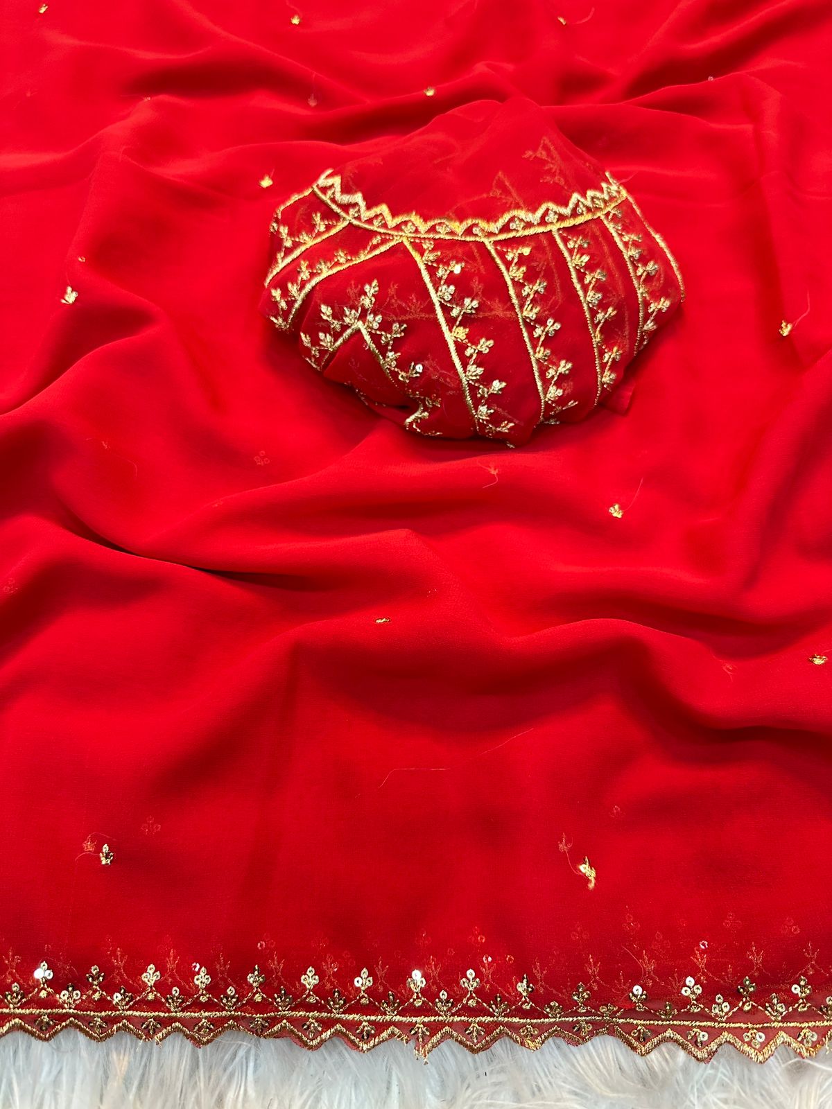 Pure Soft Georgatte Fabric Saree