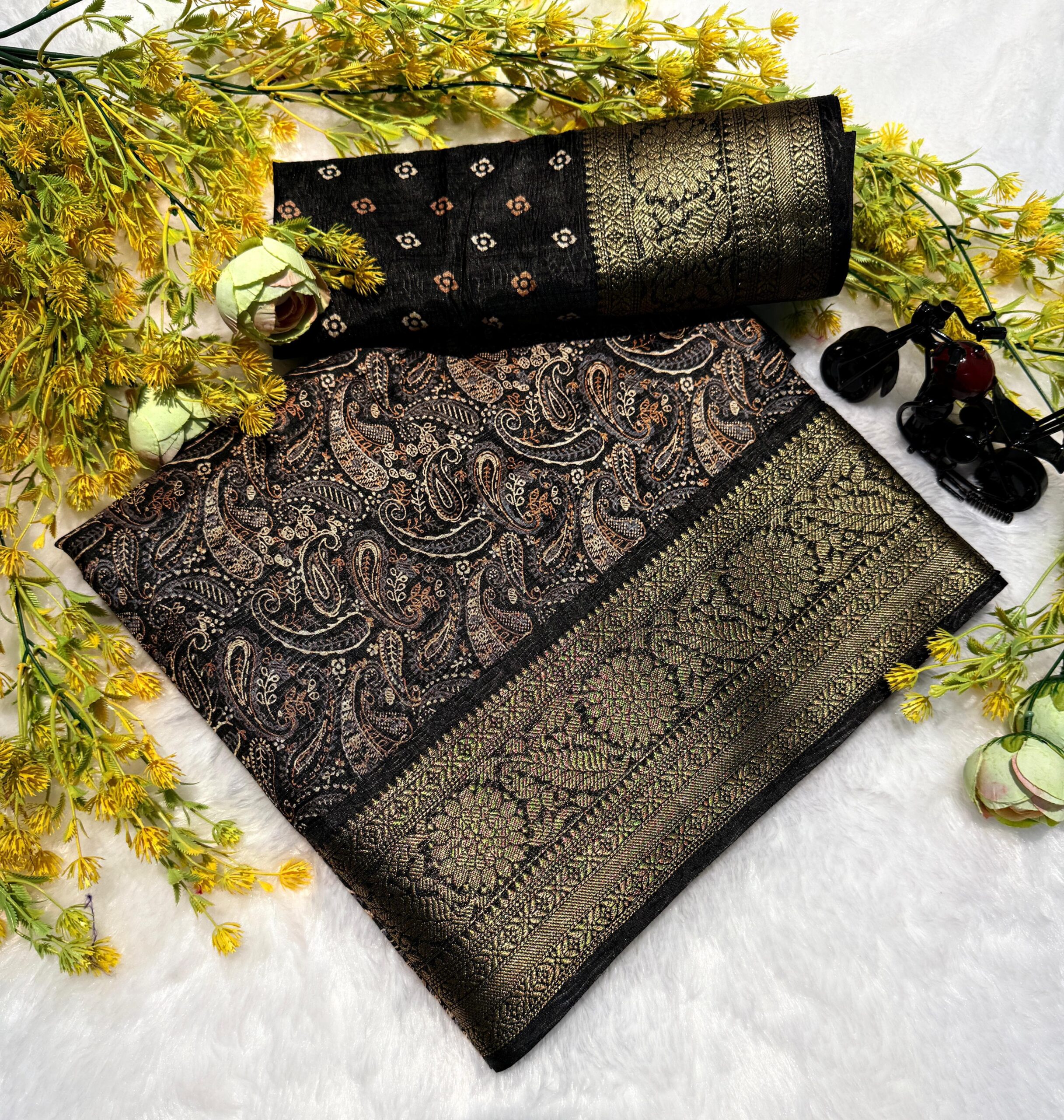 Pure Dola silk with crush all over saree