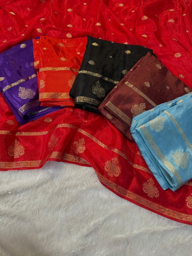 Pure Russian Viscose silk with satin patta  saree