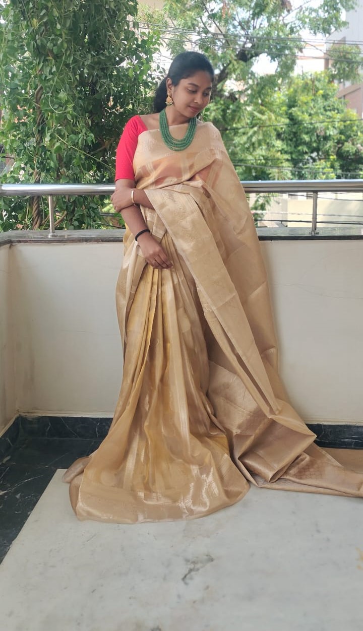 Banarasi premium copper tissue  fancy  soft silk saree