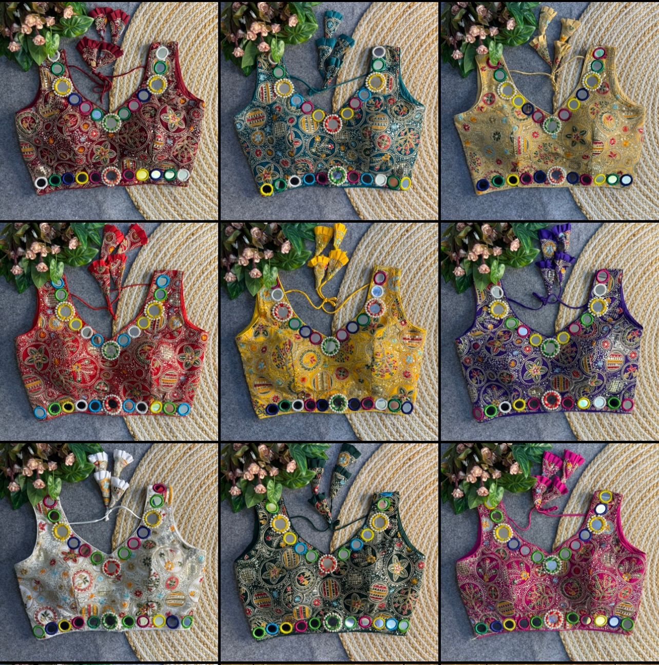 NAVRATRI SPL. REAL MULTI MIRROR CODDING WORK BOLLYWOOD STYLE BLOUSE