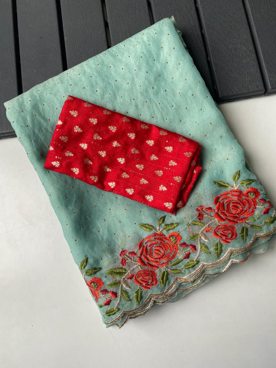 Pure soft sartin georgate  saree