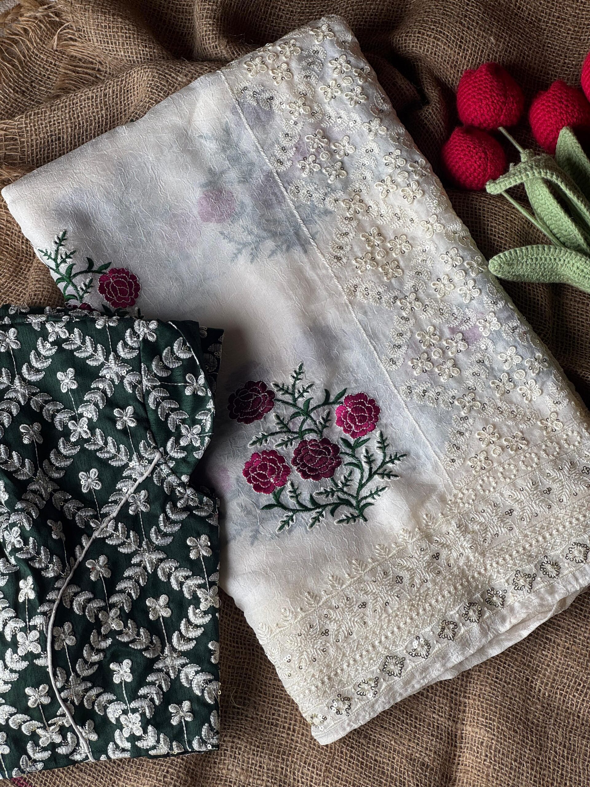 Pure chiffon paper crush saree