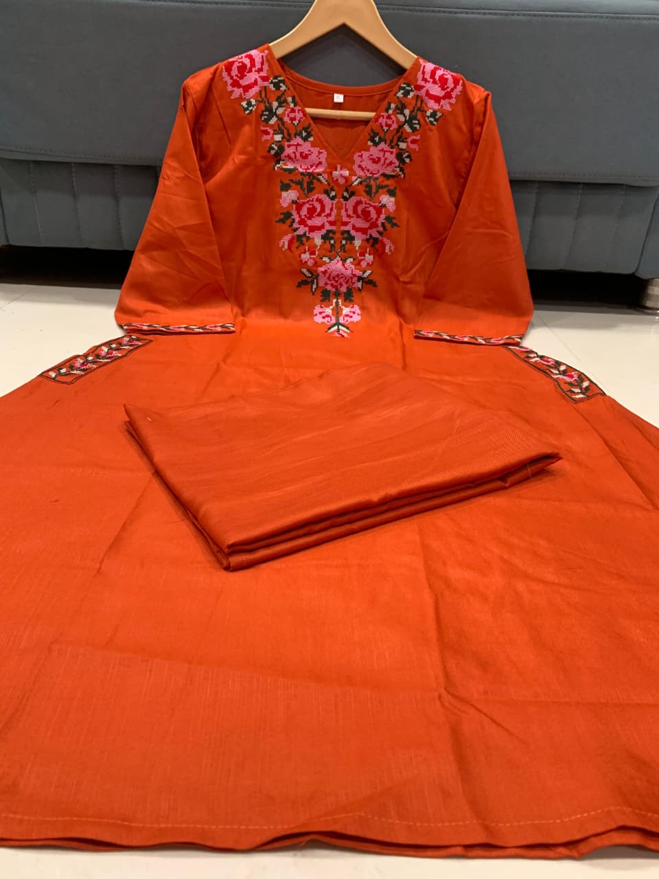 Soft Tesla Slub With Embroidery Work