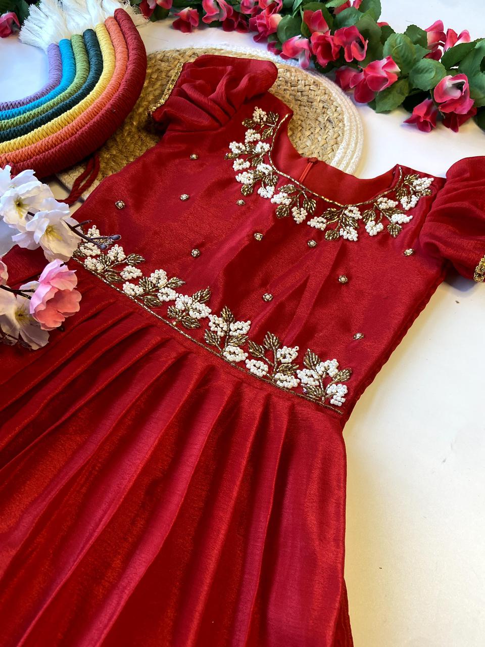 kids gown concept with chinnon and Handwork top