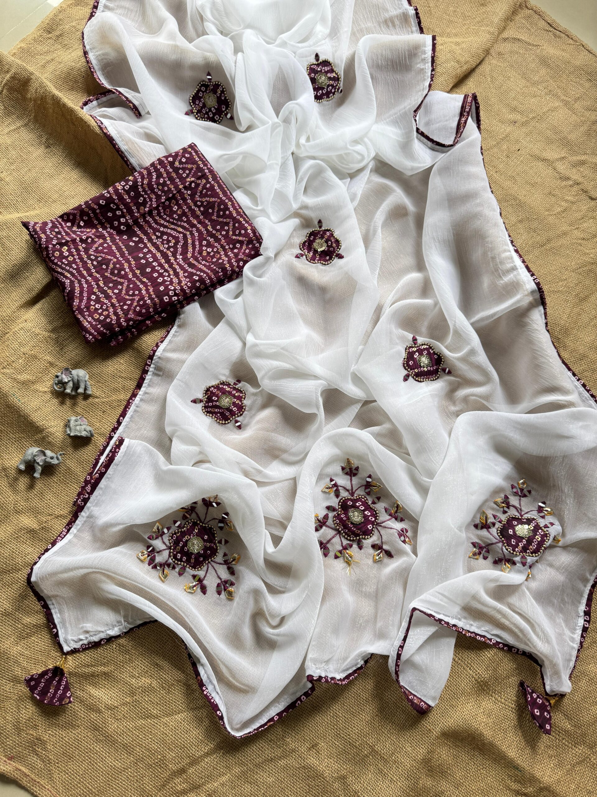 Pure Chiffon Crunchy silk Saree