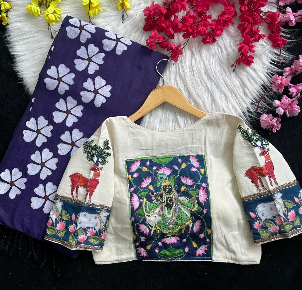 Havy Flower Print And Beautiful Havy Khadi Cotton saree