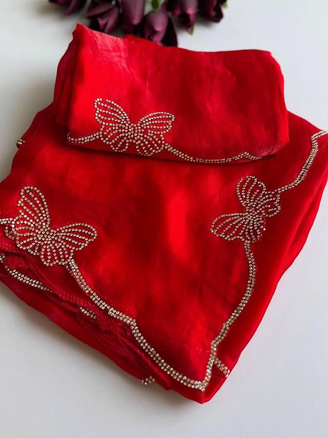 Fendy Sattin Dual Shad Saree With Running Blouse
