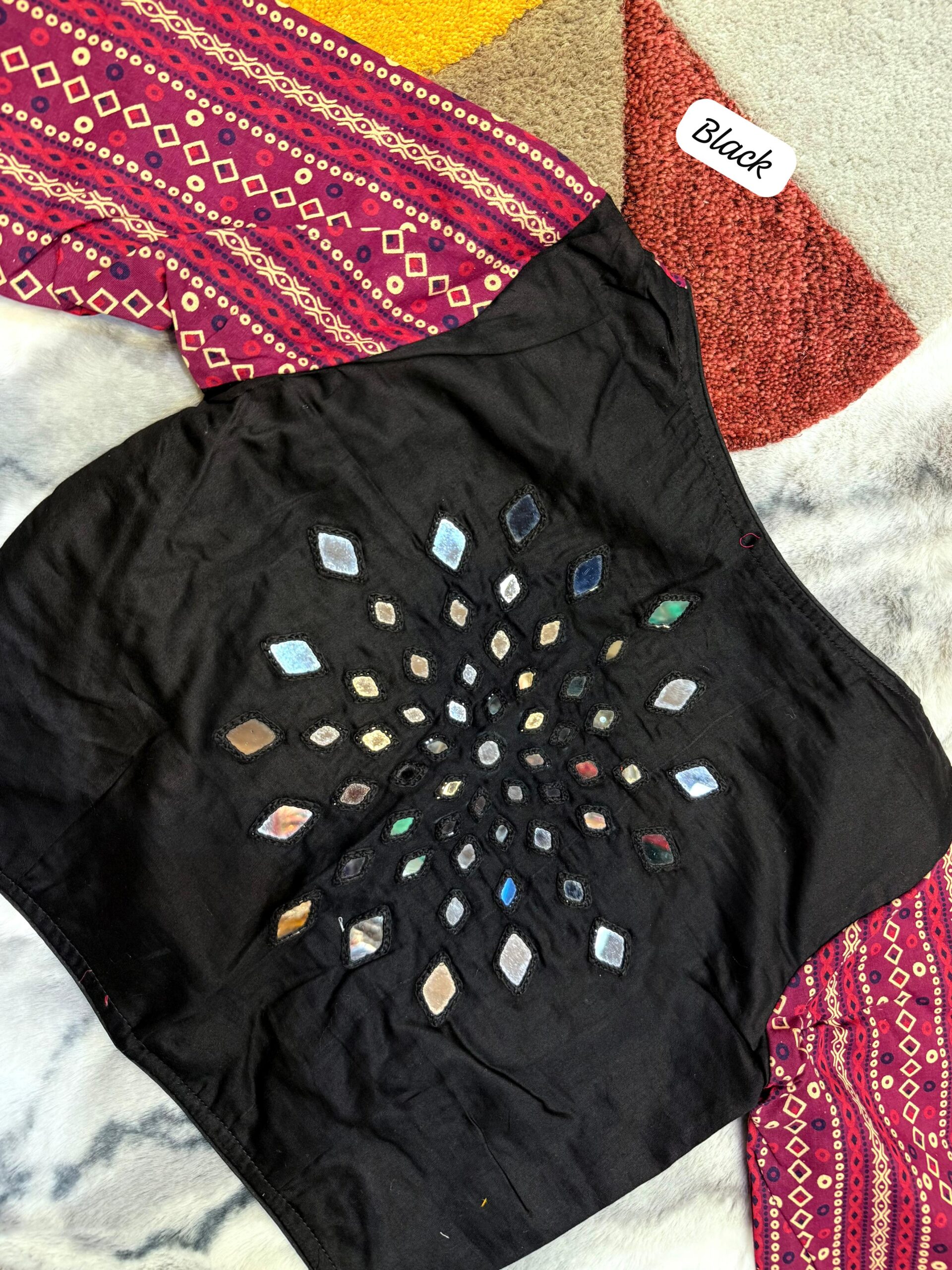 New Ajrak and Mirror work Blouse